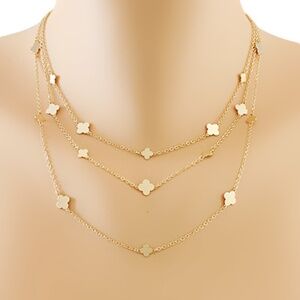 Brass Multi Clover Charm Layer Choker